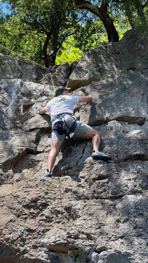 Me climbing at Rattlesnake Point. Photo: Andrew Holowaty (2022)